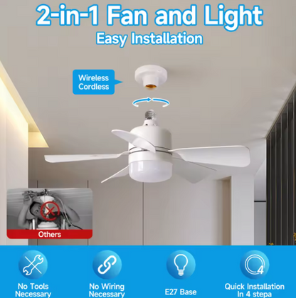 Remote control dimmable led fan light