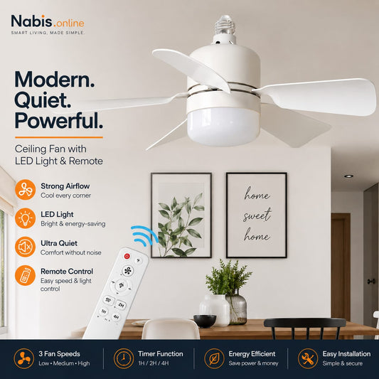 Remote control dimmable led fan light